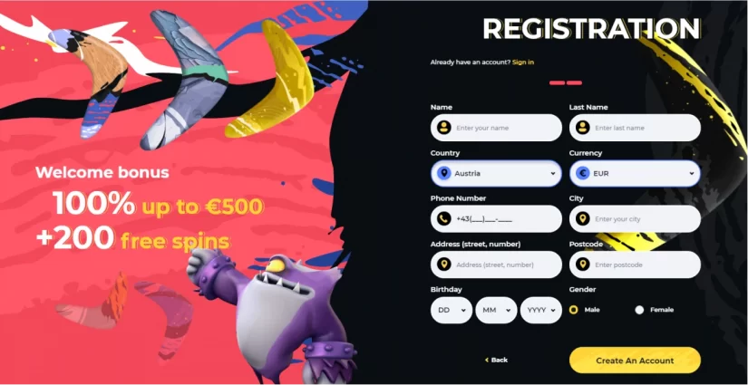 Boomerang Casino Registration