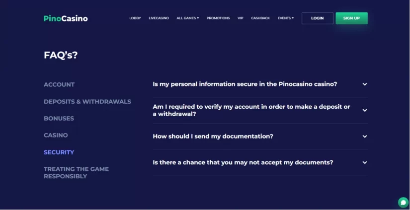 Pinocasino Support